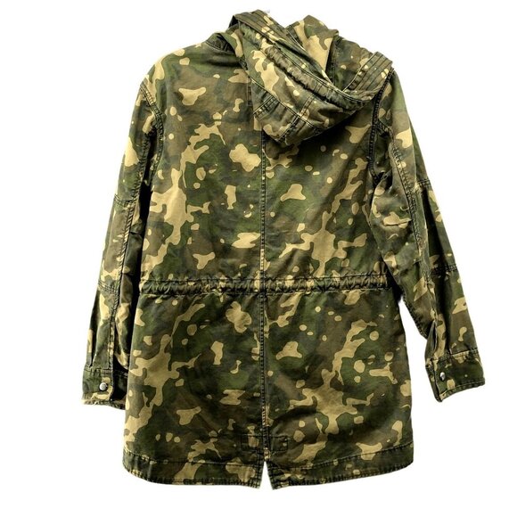 GAP Camo Utility Jacket Womens XS Drawstring Waist Outdoors Canvas Mid Length - Picture 2 of 9